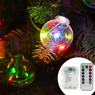 Batteridrevet LED lyskæde med pærer og fjernbetjening - farverigt lys - 4,5 m med 15 pærer